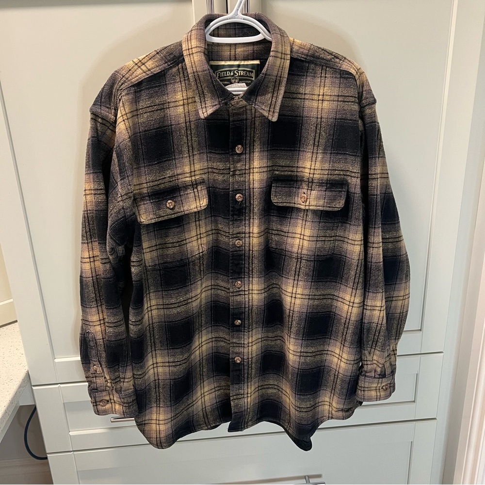 Vintage FIELD & STREAM Thick Flannel Plaid Button Up Shacket Size XL